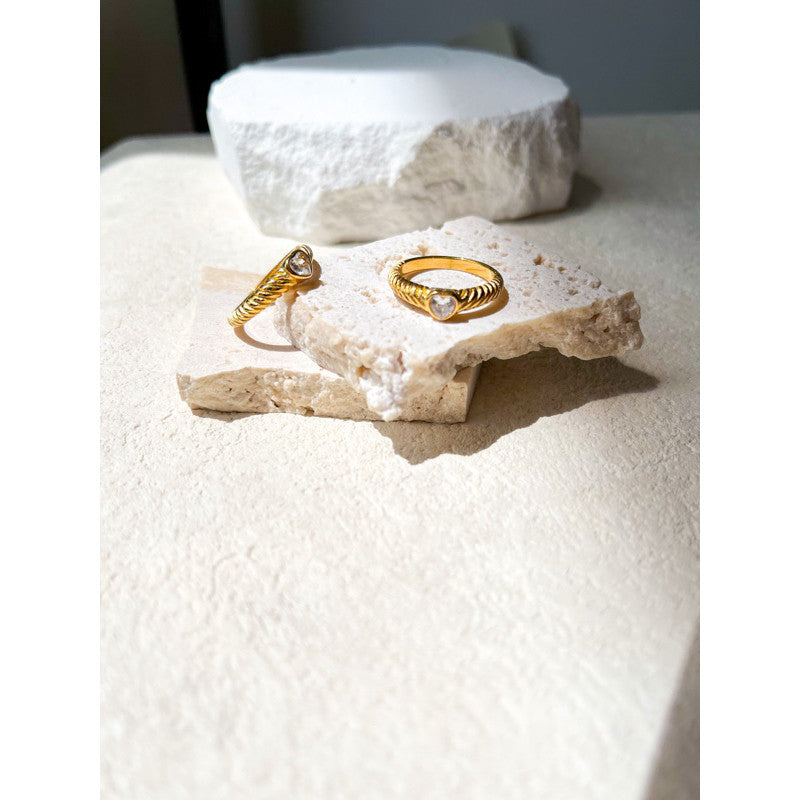 Gold stainless steel rings - zirconia diamond rings love ring