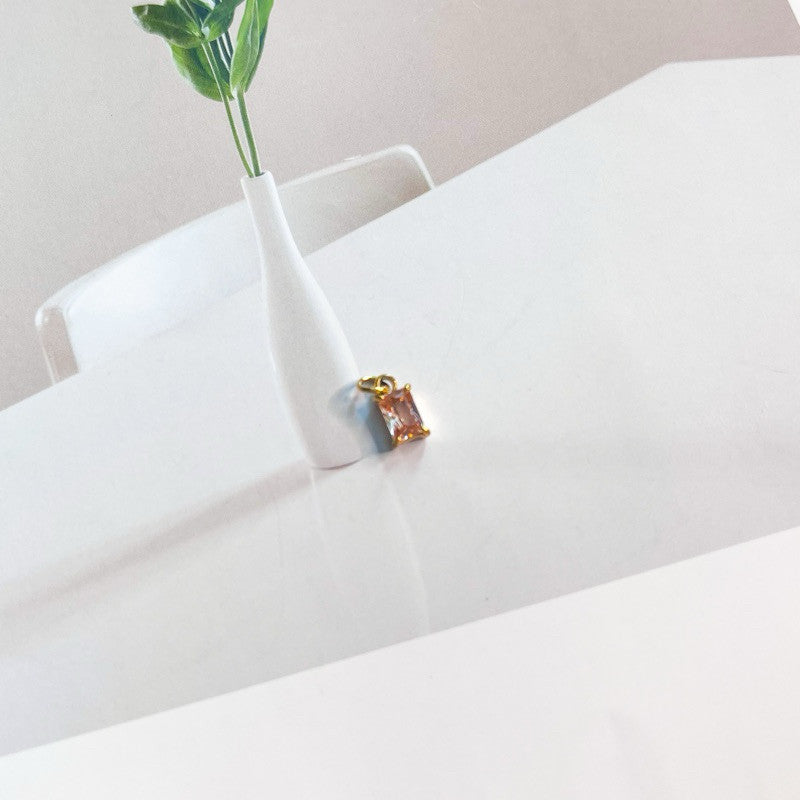 Stainless steel Rectangle zirconia pendant Birthstone 1 pc