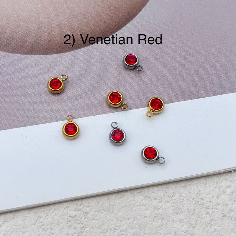 Stainless steel birthstone zirconia pendant 1 pc