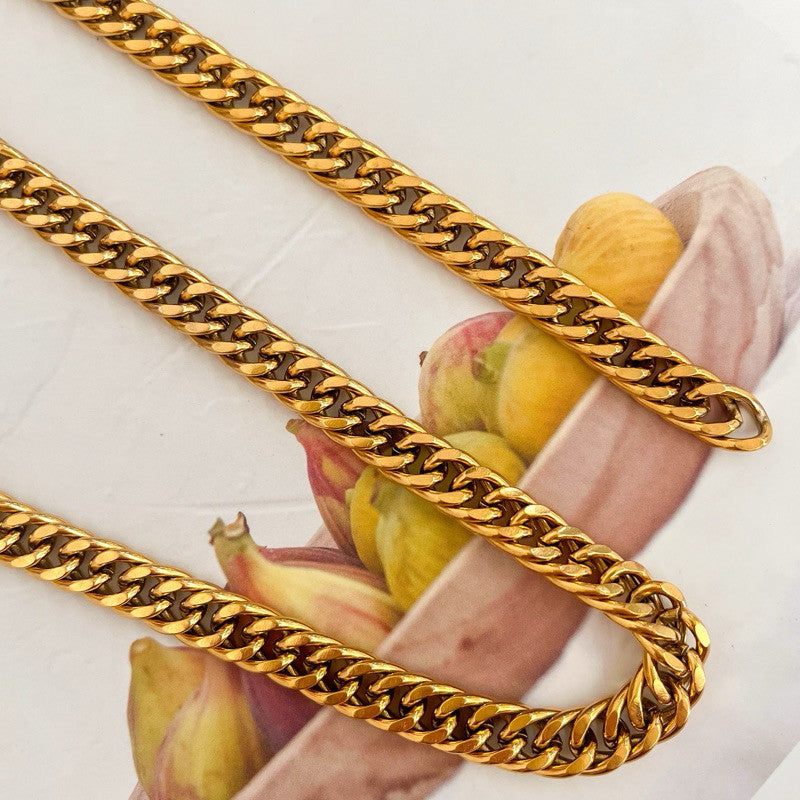 [DIY Chain] Stainless steel gold link DIY chain no ending/ Double braided Cuban chain/ Oval cross link chain gelang