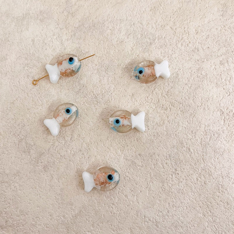 Glass fish beads for jewellery diy / colourful fish pendant sea pendant for necklace bracelet accessories