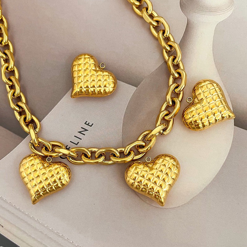 18k stainless steel gold Love/ Bulky love big gold love heart pendant for jewellery love bracelet Gelang love