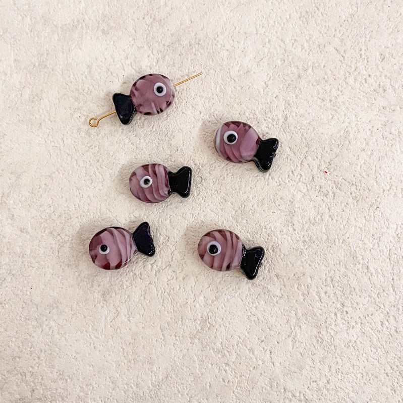 Glass fish beads for jewellery diy / colourful fish pendant sea pendant for necklace bracelet accessories