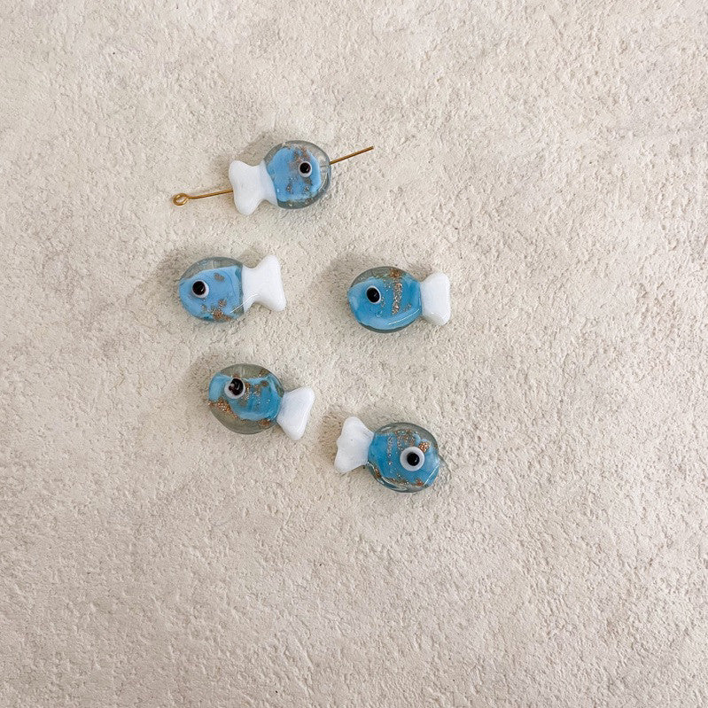 Glass fish beads for jewellery diy / colourful fish pendant sea pendant for necklace bracelet accessories