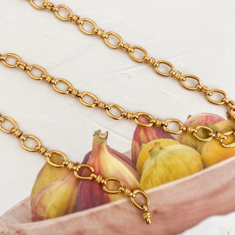 [DIY Chain] Stainless steel gold link DIY chain no ending/ Double braided Cuban chain/ Oval cross link chain gelang