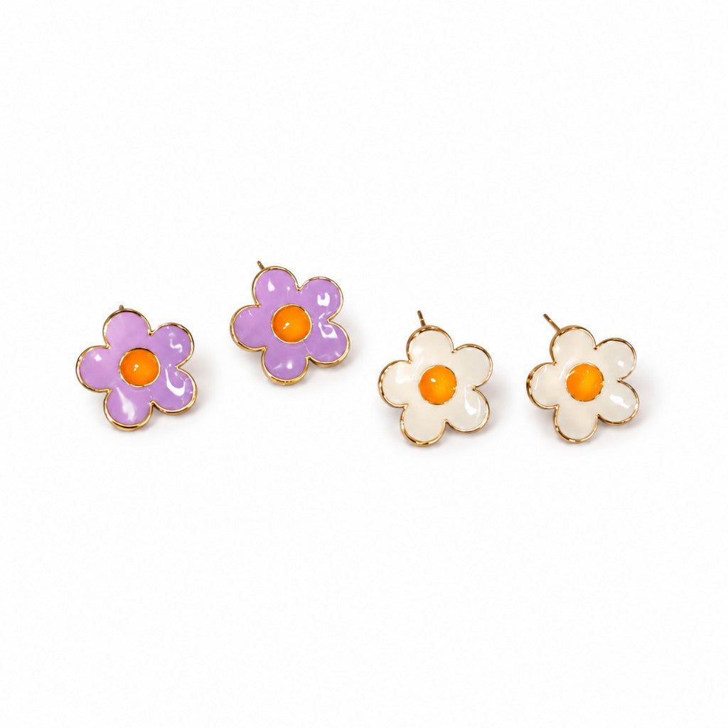 Flower earrings stainless steel/ ribbon earring daisy earring classic diamond earring