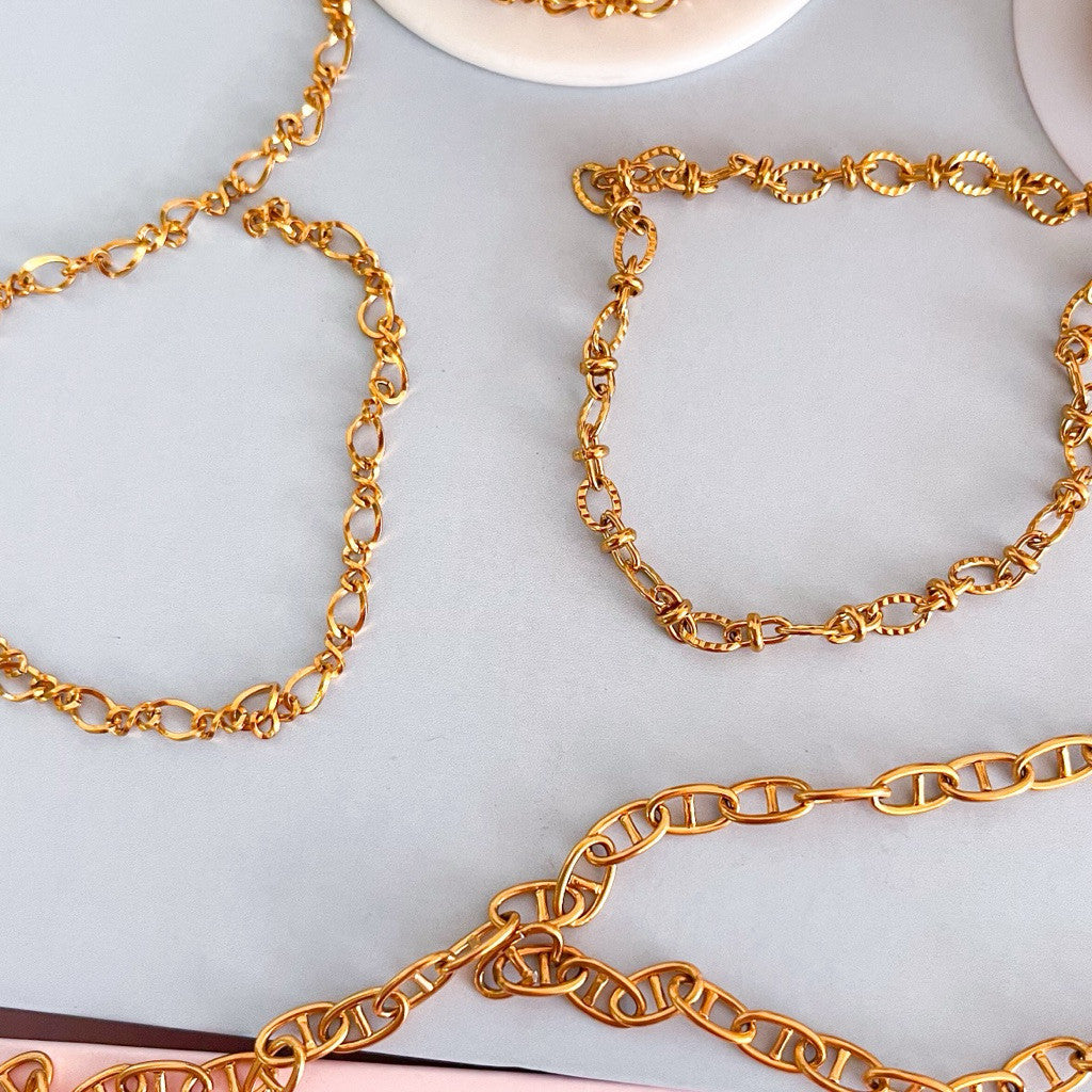 DIY Stainless steel design chain by meter / jewellery chain bracelet work/ braided oval twisted oval