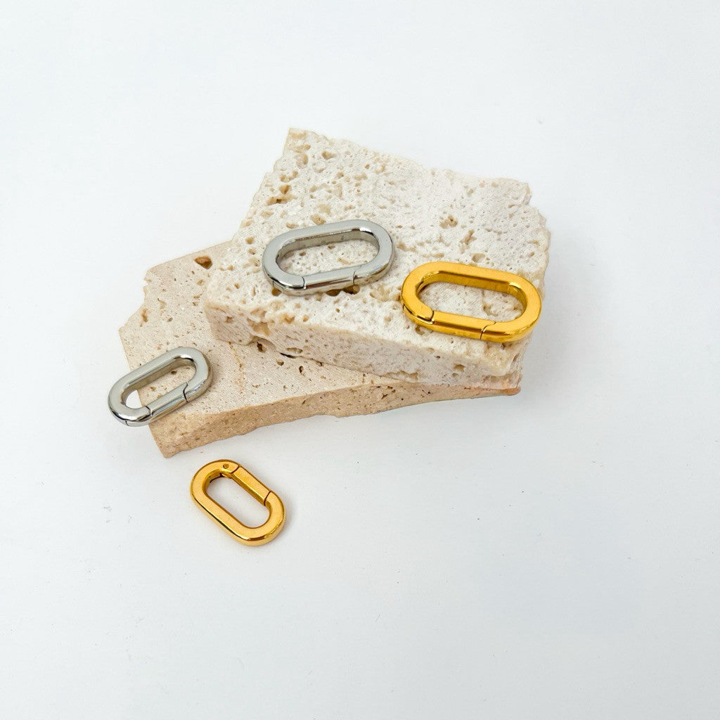 Snapbail with hook/ Round stacker clasp/ Rectangle clasp ending - stainless steel