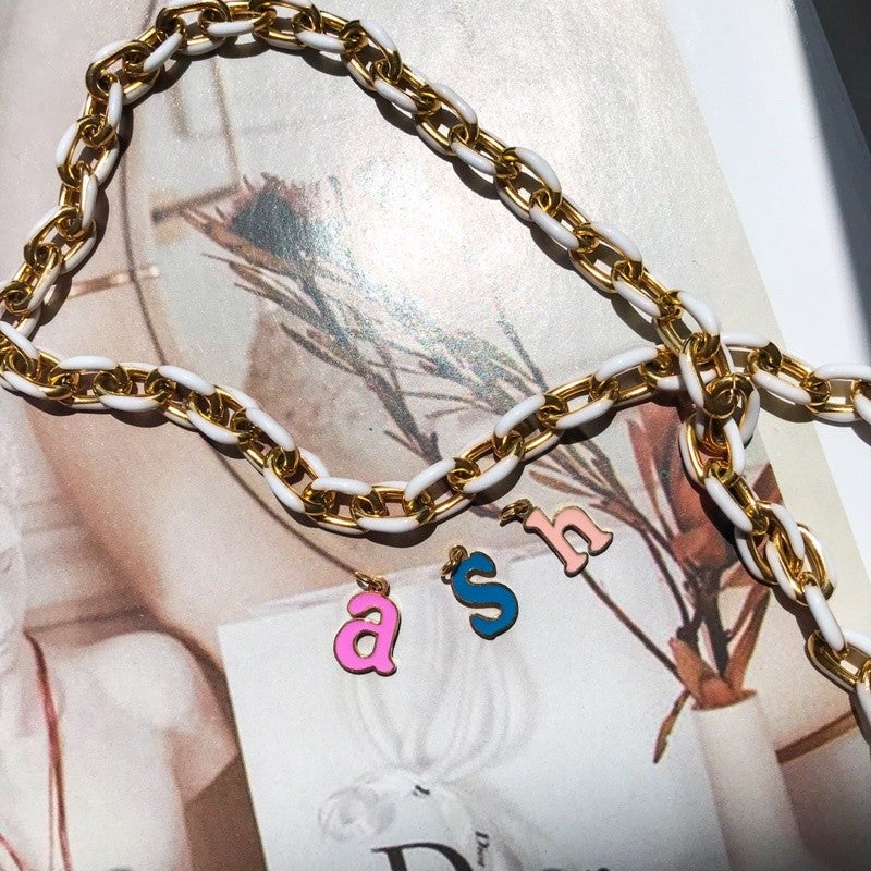 Stainless steel thick link colourful chain coated with colour 50cm/ gold necklace jewellery for diy bracelet bulky chain