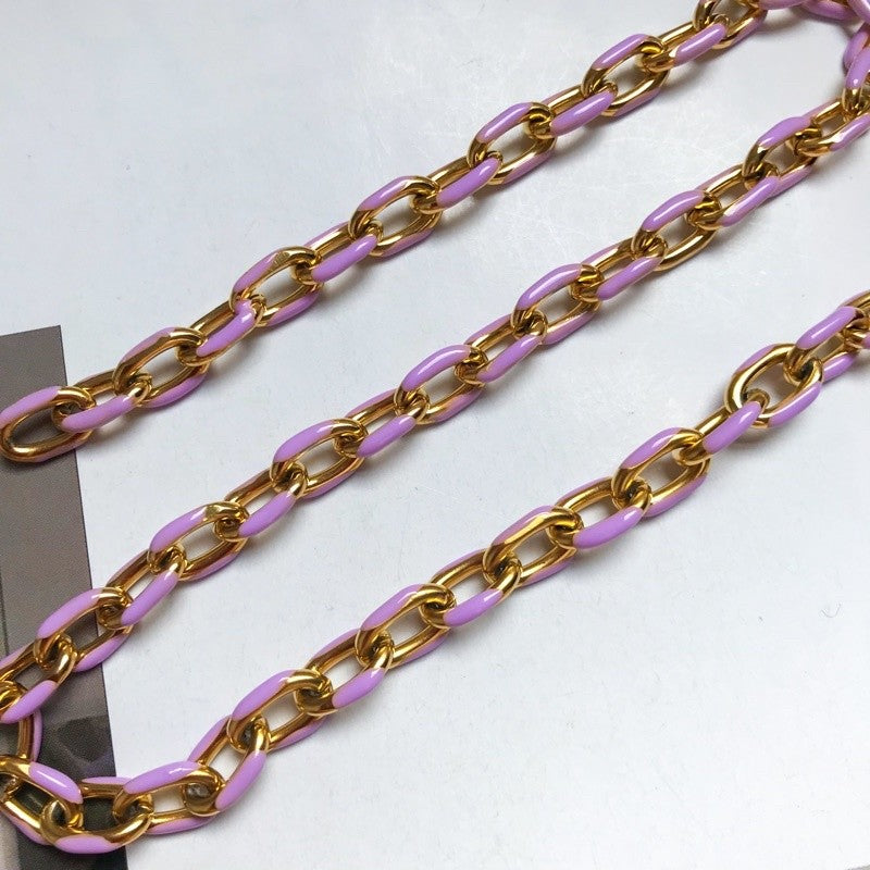 Stainless steel thick link colourful chain coated with colour 50cm/ gold necklace jewellery for diy bracelet bulky chain