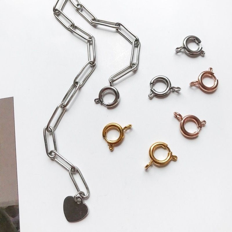 Spring clasp  Endings - Stainless steel / Gold Filled/ 925 silver