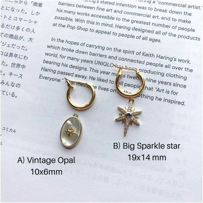 Large Sparkle Star with Blue Gemstones Opal shell - 18k Rolled Gold