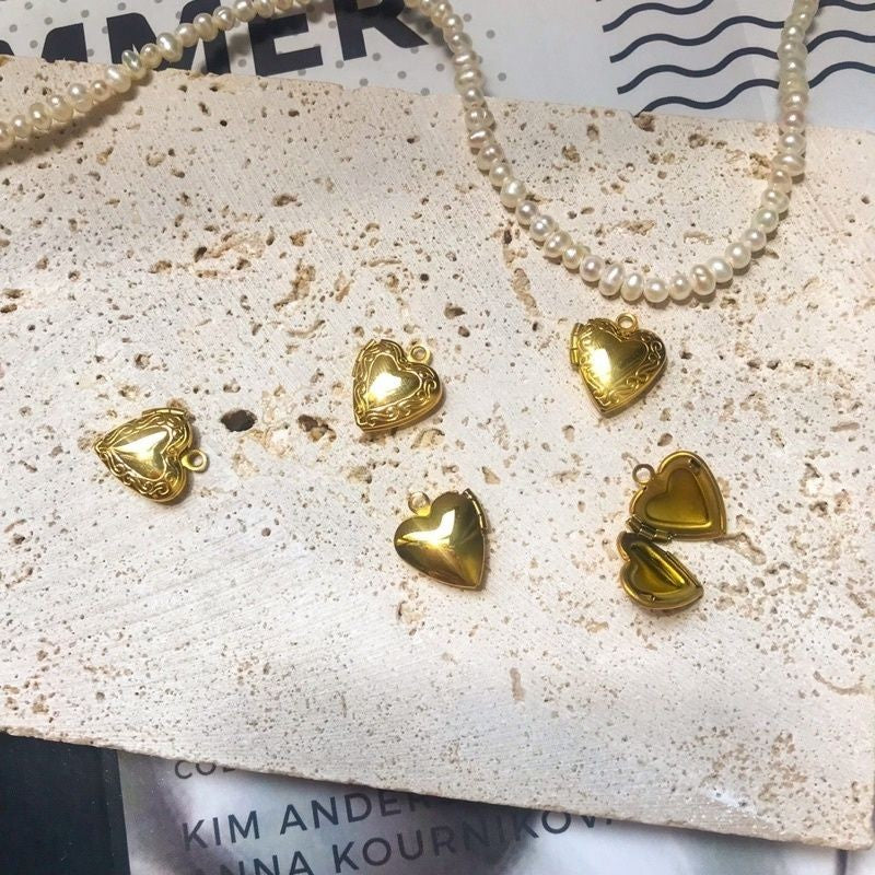 Vintage Love Locket/ Love Gold Pendant 1 Pc - Stainless Steel