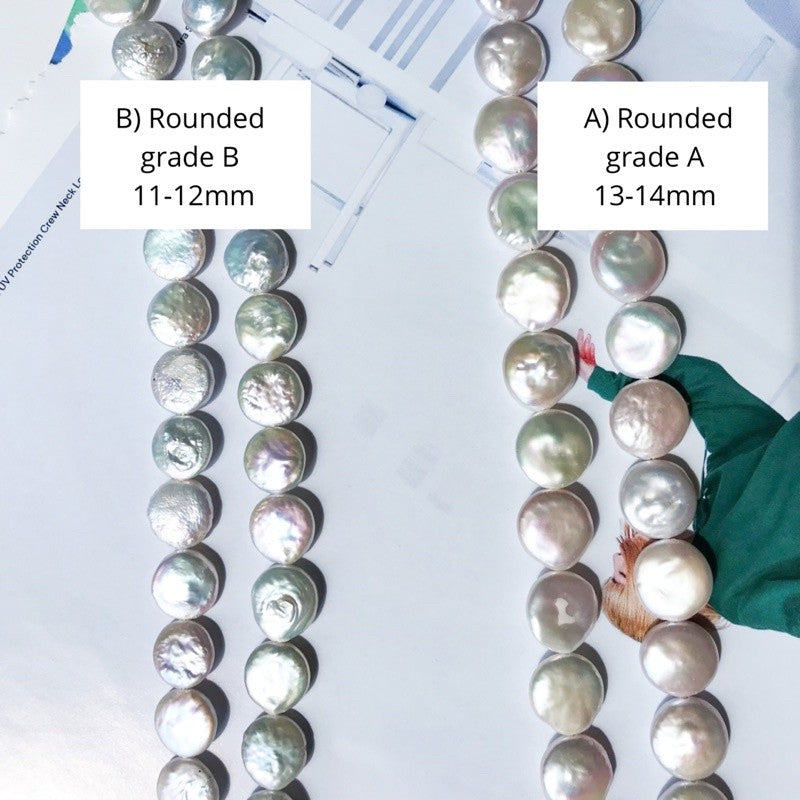 [1 strand] Freshwater Pearl for diy jewellery making/ Rounded coin pearl cross pearl Irregular pearls