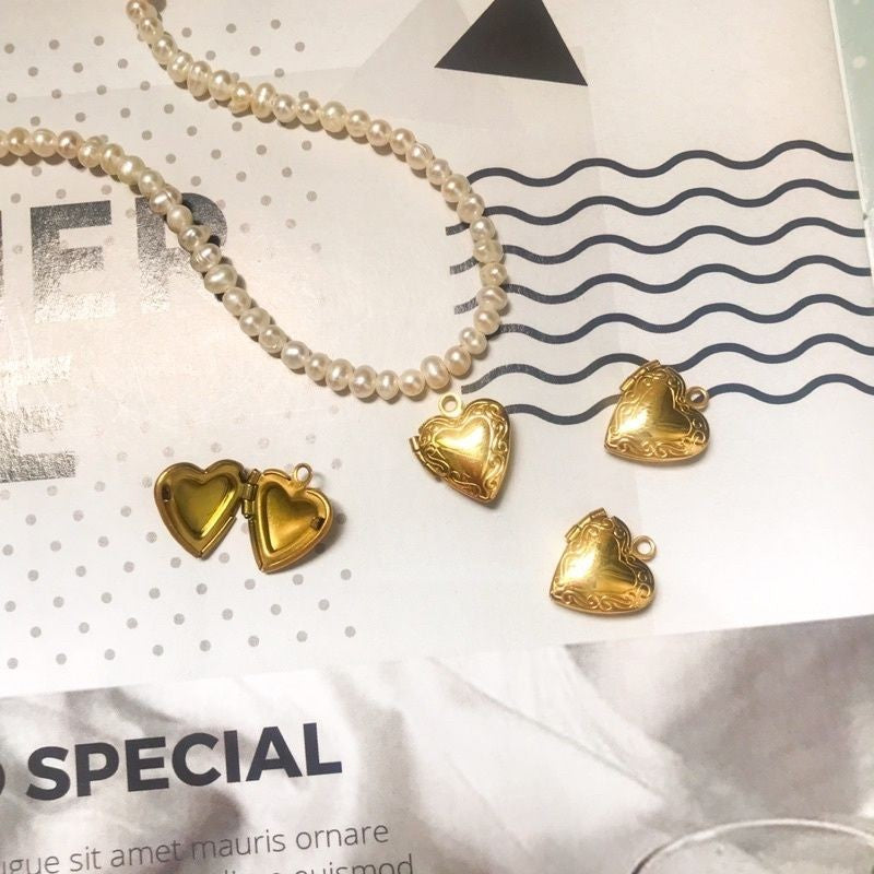 Vintage Love Locket/ Love Gold Pendant 1 Pc - Stainless Steel