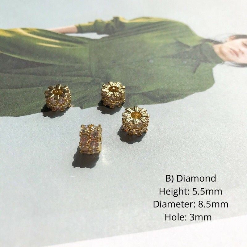 Round Sparkle Spacer Charms 1pc - 14K Rolled Gold