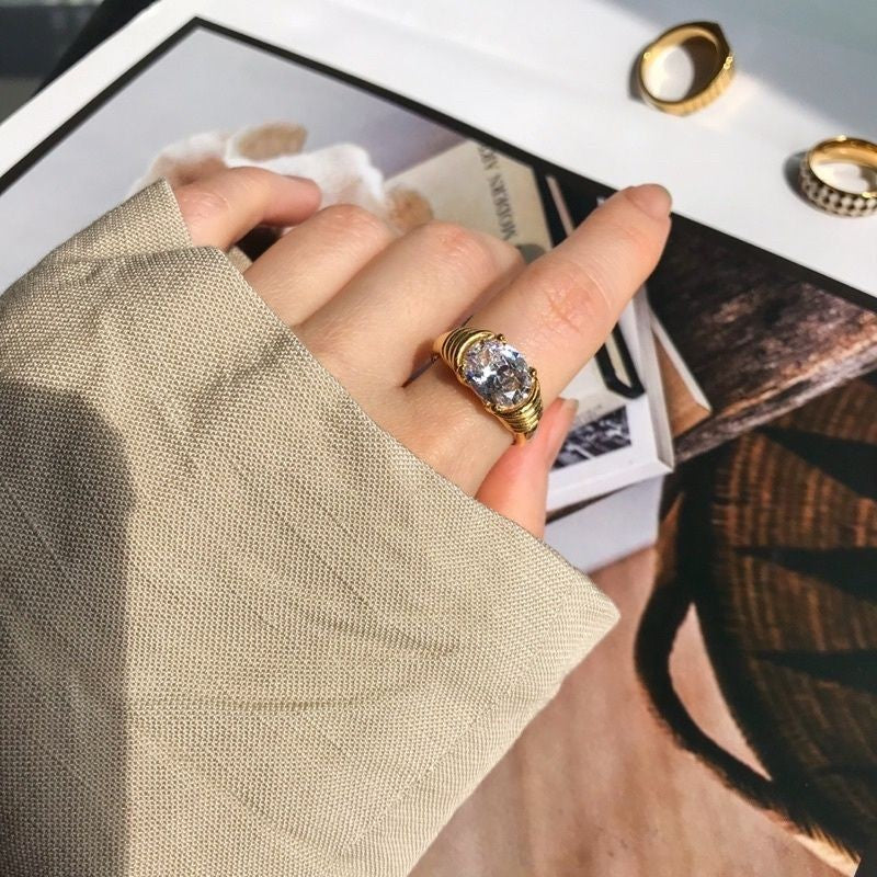 White Black Ring 1pcs - Stainless steel