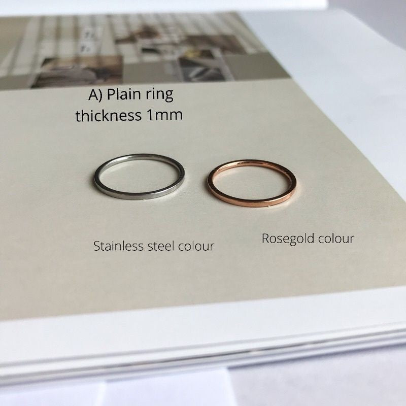 Plain/Braided/Sparkle/ Rosegold Opal ring 1pcs - Stainless steel