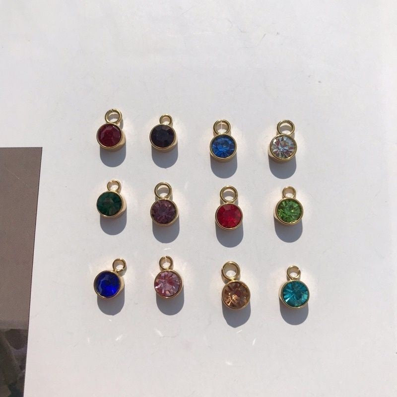 Birthstone Pendant 6mm/ Zirconia Stone Gemstones Pendant - Stainless Steel