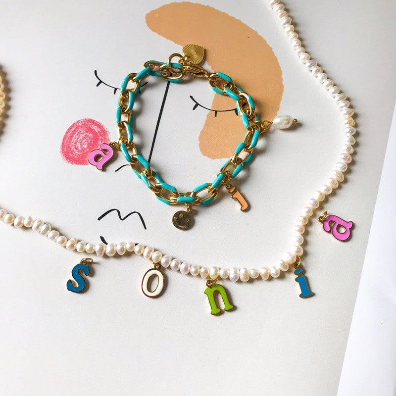 Colourful letter in stainless steel material 1 pc/ DIY personalised name letter alphabet pendant