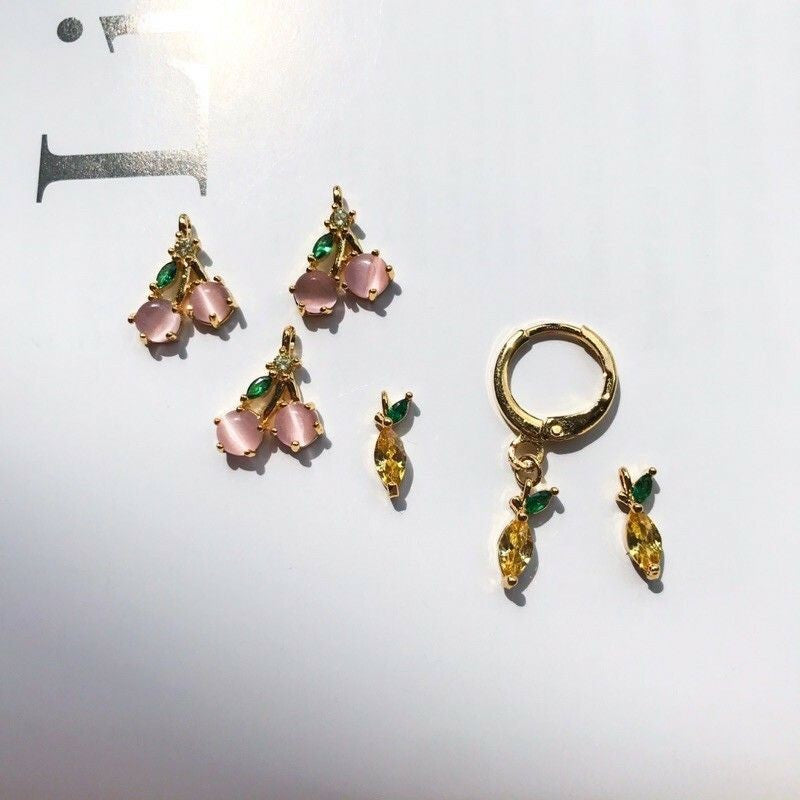 Fruit Cute Pendant 1 Pc- 14K Rolled Gold & Zirconia