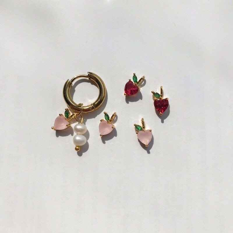 Fruit Cute Pendant 1 Pc- 14K Rolled Gold & Zirconia
