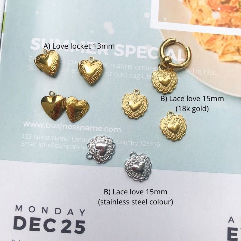 Vintage Love Locket/ Love Gold Pendant 1 Pc - Stainless Steel