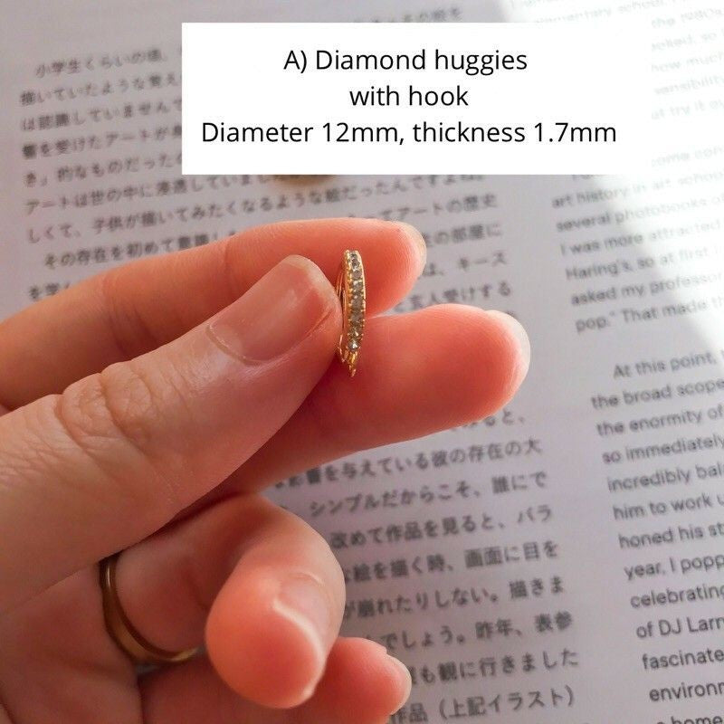 DIY Diamond Huggies [1pc] - Stainless Steel/ 14K Rolled Gold