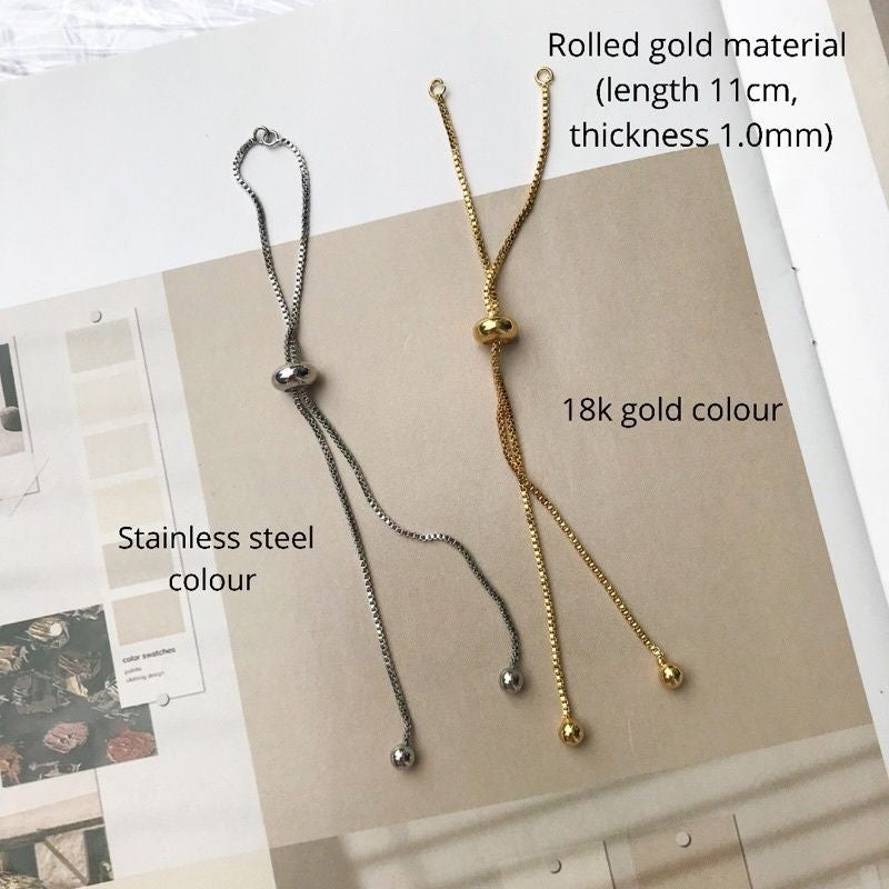 Flexible Boxchain Slider Bracelets -  Stainless Steel/ 18k Gold-Rolled