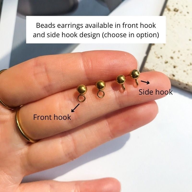 Beads Earring Stud 1 pair - Stainless Steel