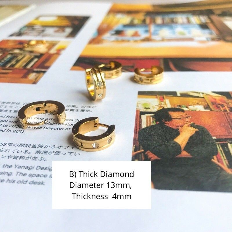 DIY Diamond Huggies [1pc] - Stainless Steel/ 14K Rolled Gold