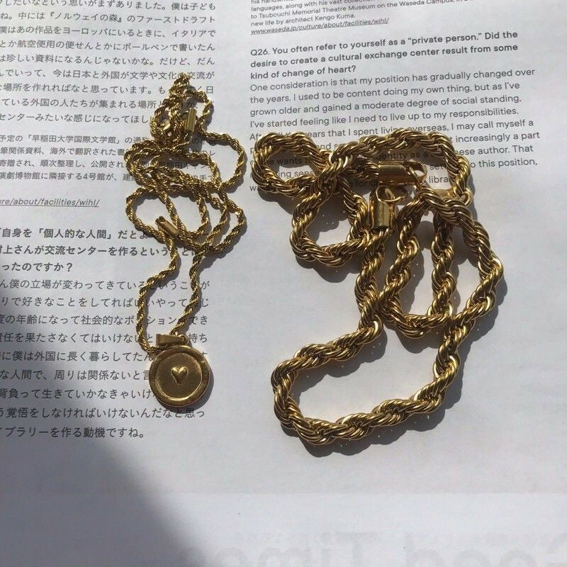 Rope Chain Necklace 1Pc - Gold & Stainless Steel