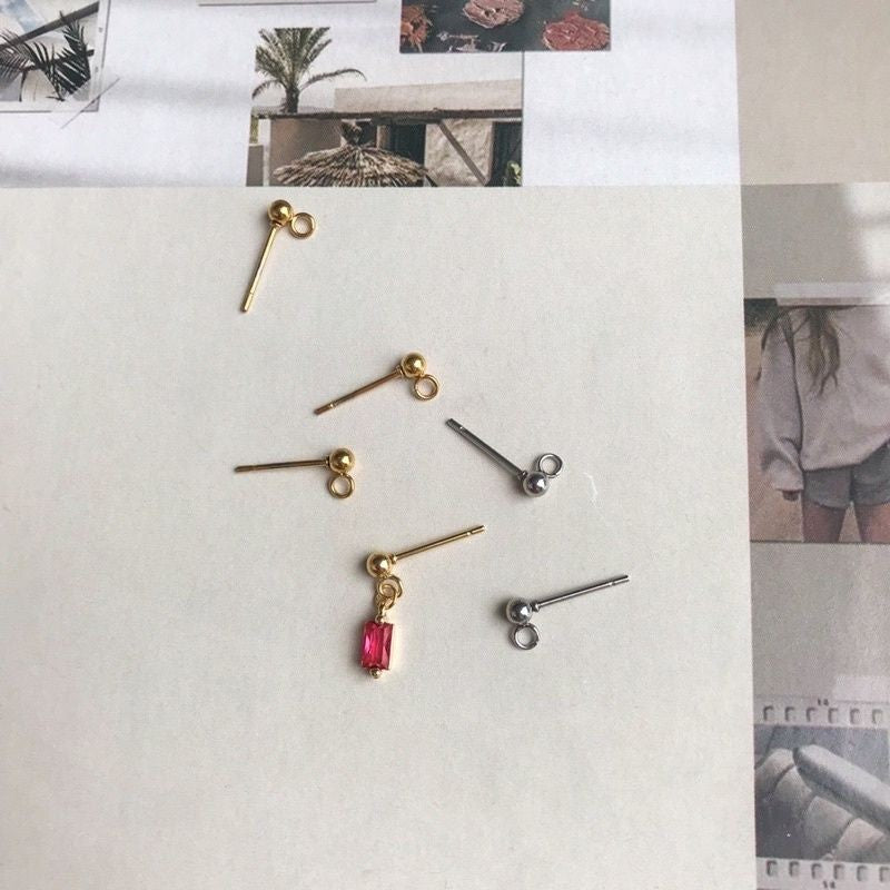 Beads Earring Stud 1 pair - Stainless Steel