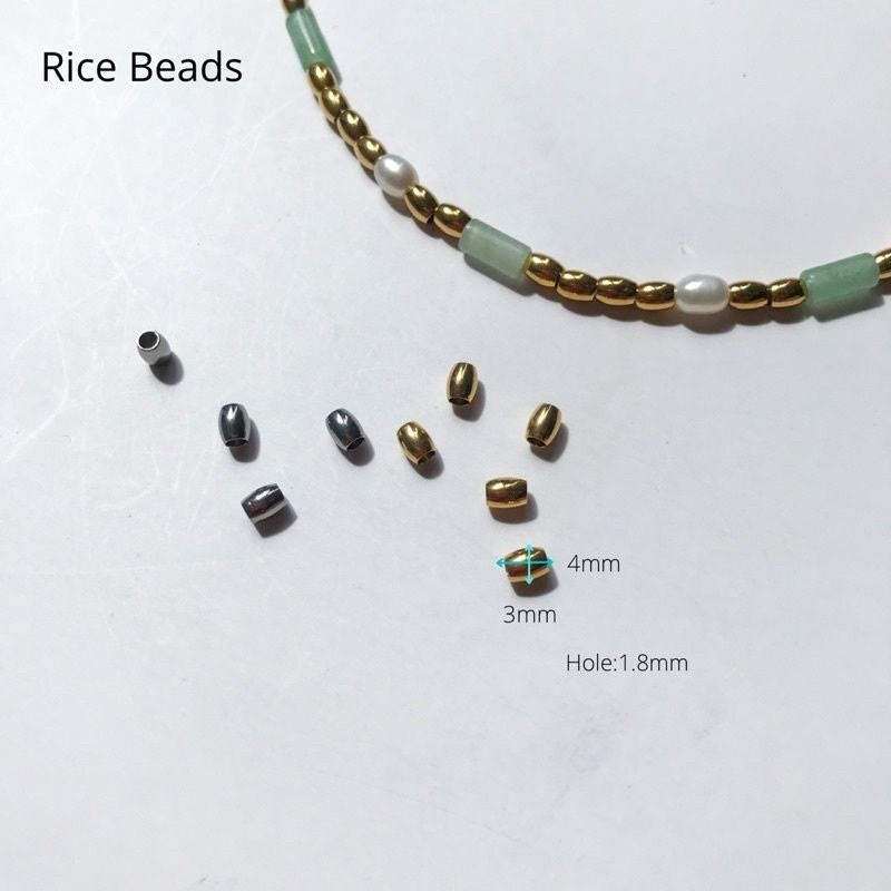 Rice beads 10pcs spacer bead - Stainless steel