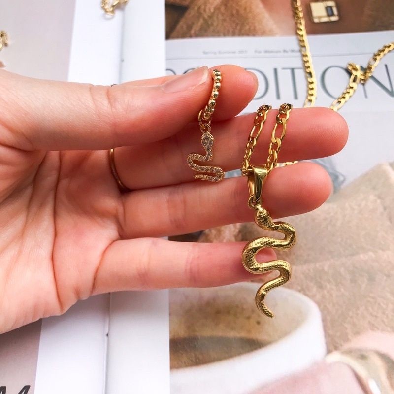 Snake Pendant 1Pc - 14K Rolled Gold/ Stainless Steel