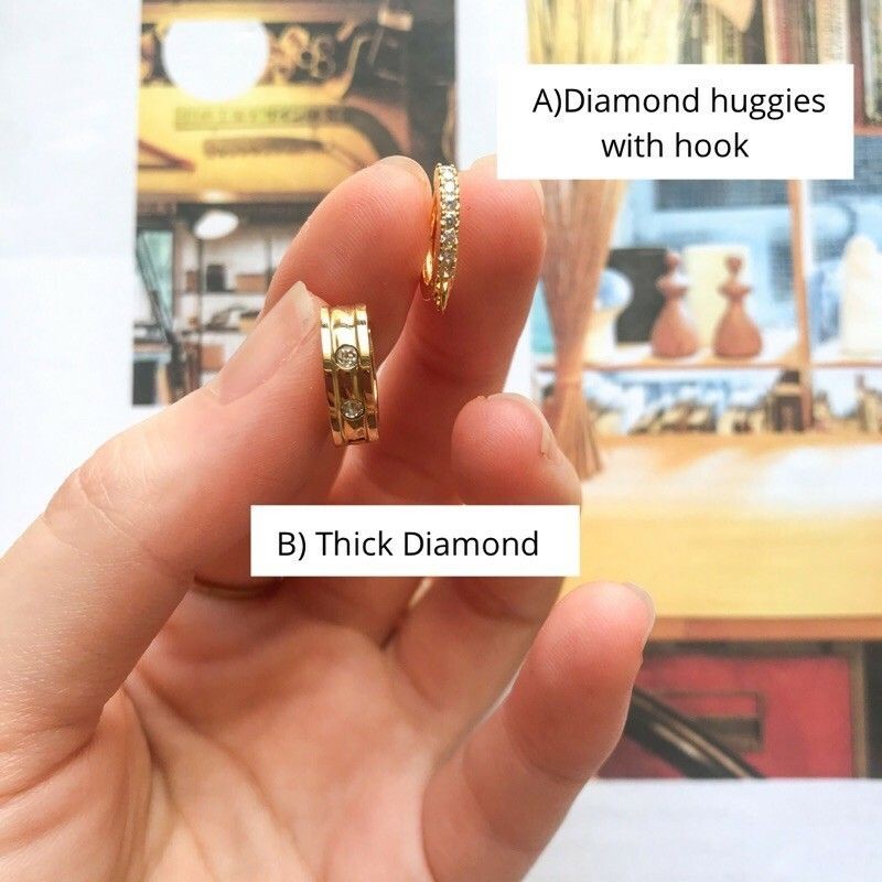 DIY Diamond Huggies [1pc] - Stainless Steel/ 14K Rolled Gold