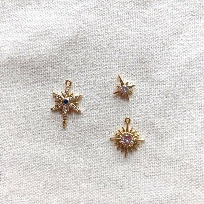 Large Sparkle Star with Blue Gemstones Opal shell - 18k Rolled Gold