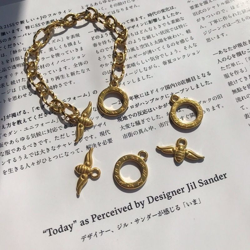 OT toggle 18k gold 1 set - Gold Stainless Steel ot ending clasp
