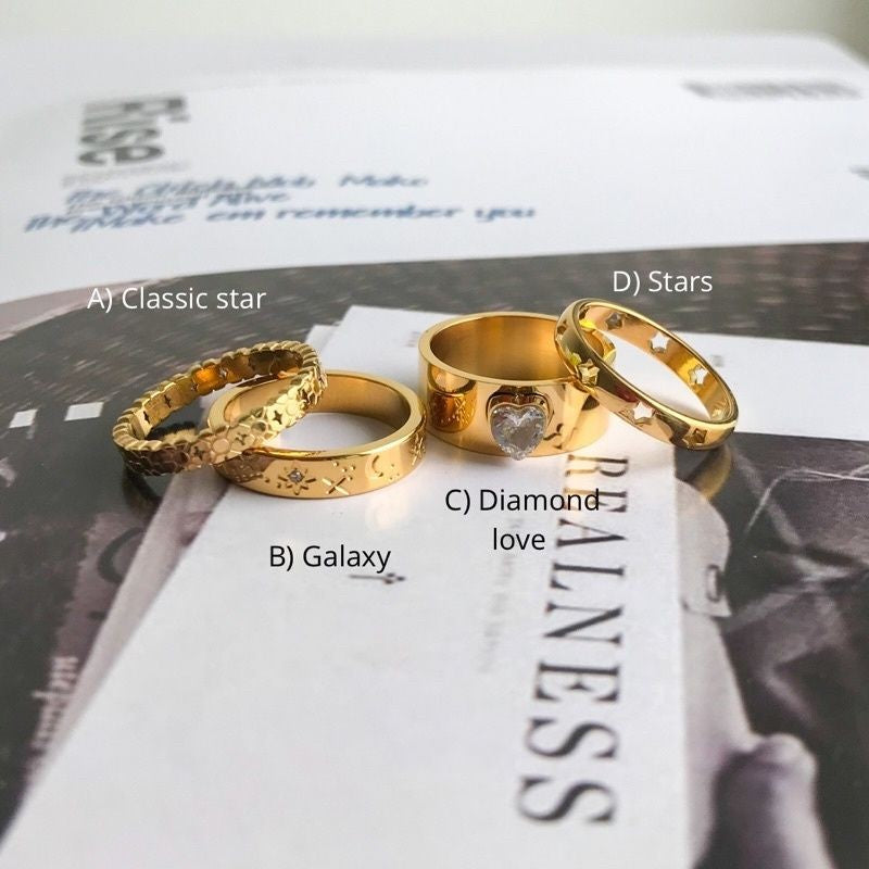 Love Ring Star 1pcs - Stainless steel