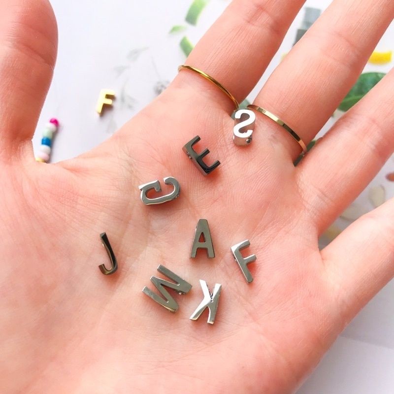 A - P Letter Charms Initial Alphabet 1 Pc  - Stainless Steel