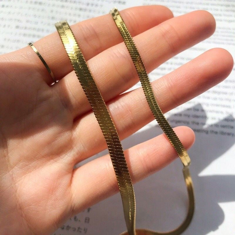 Flat Snake Chain Necklace 1Pc - Stainless Steel