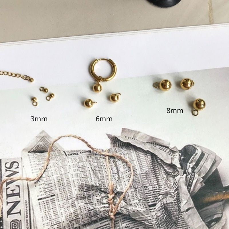 Beads pendant 3/6/8mm 10pcs - Stainless Steel