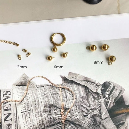 Beads pendant 3/6/8mm 10pcs - Stainless Steel