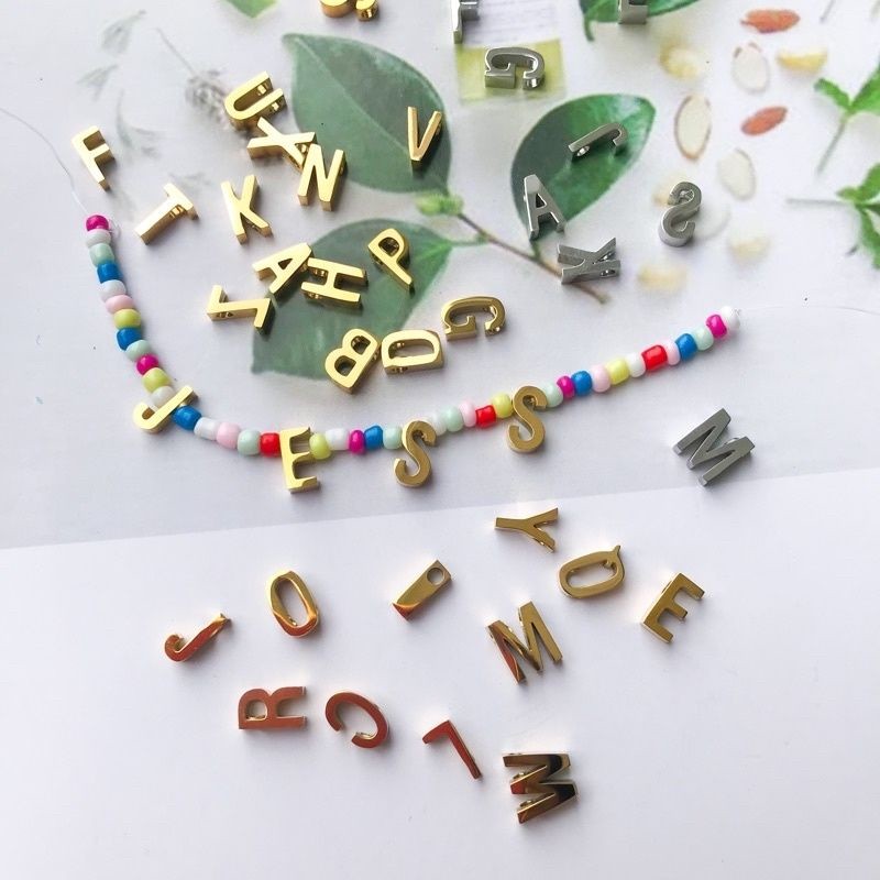 Q-Z Letter Charms Initial Pendant 1Pc - Stainless Steel