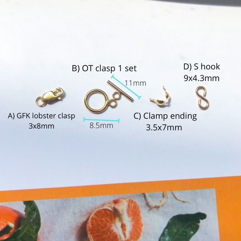 Ending claps : Lobster clasp /OT clasp/ Clamp Ending/ S Hook - Gold filled