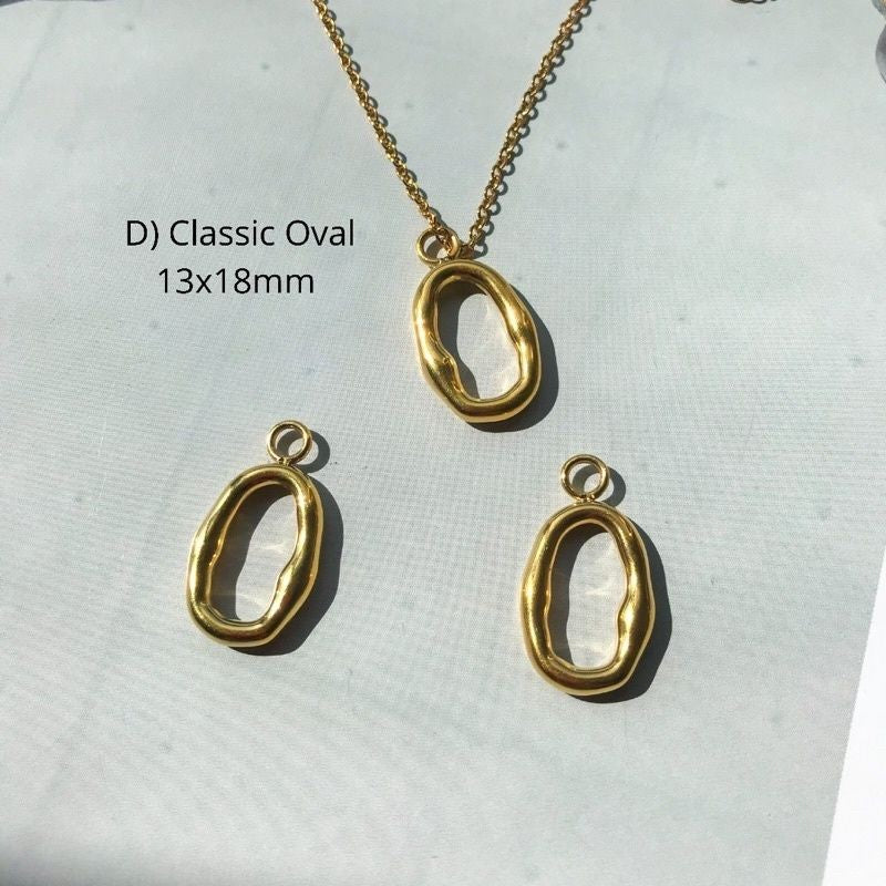 Love/ Oval Pendant 1 Pc - Stainless Steel (PVD coating)