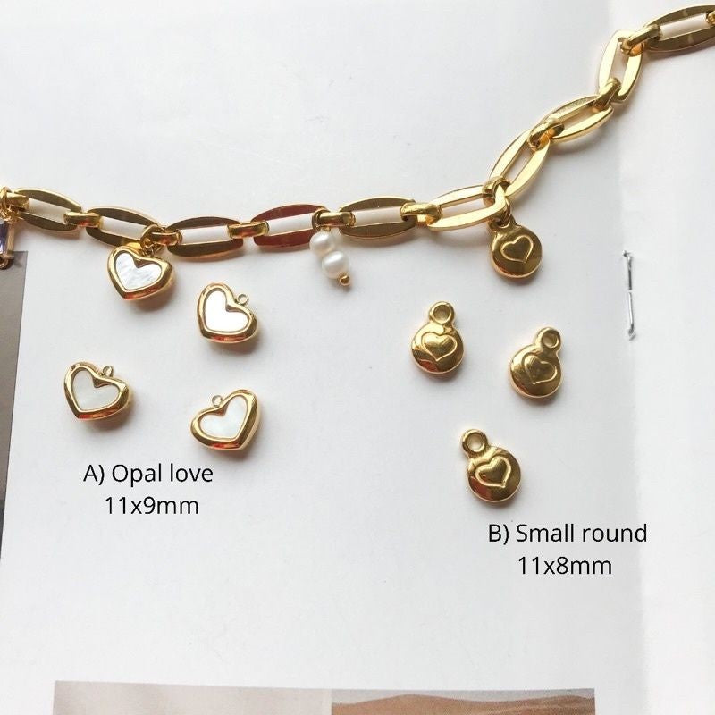 Stainless steel Love Pendant/ Gemstones Love Heart Shape 1Pc - Stainless Steel