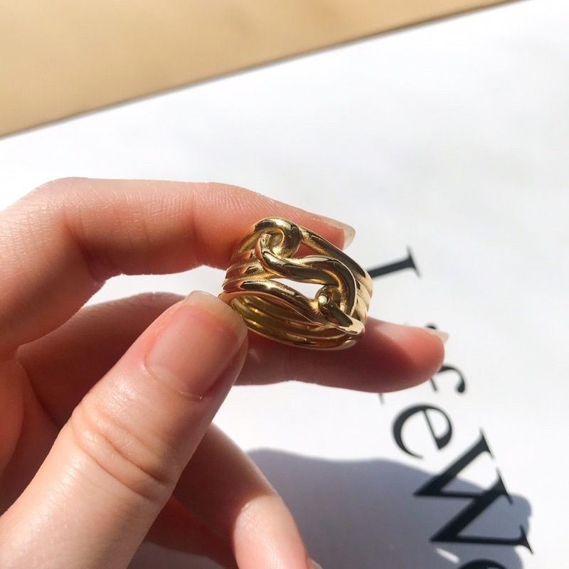 Opal/ Chunky Layered/ Croissant ring 1pcs - Stainless steel