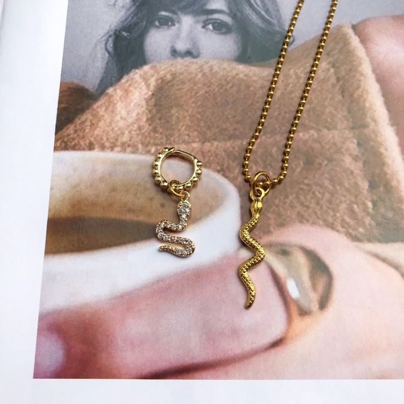 Snake Pendant 1Pc - 14K Rolled Gold/ Stainless Steel