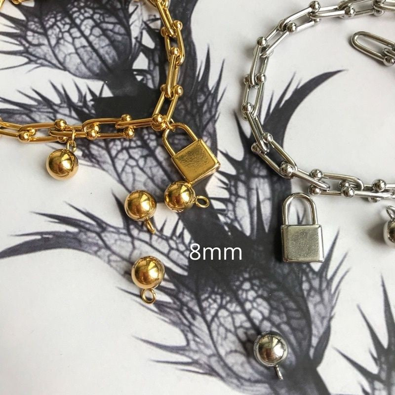 Beads pendant 3/6/8mm 10pcs - Stainless Steel